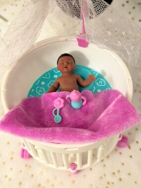 My Mini Baby with Lavender Blanket& Crib